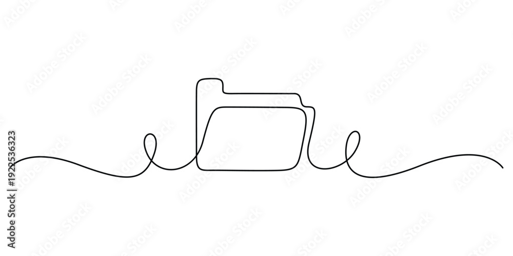 Obraz premium Minimalist continuous line drawing of a folder icon, concepts for paperwork, digital data storage, or business archives
