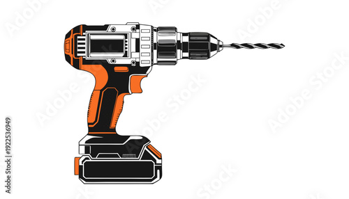 Cordless Power Drill with Bit – Electric Hand Drill Tool Illustration