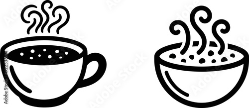 Black and white flat vector icons of laptops displaying computer code with a mechanical gear icon