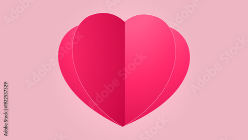 Three dimensional red and pink paper cut hearts design representing love, romance, affection, and festive Valentine celebration theme