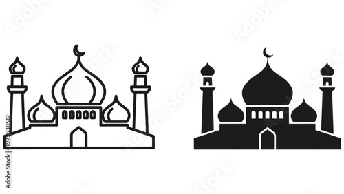 vector illustration of a mosque in the evening