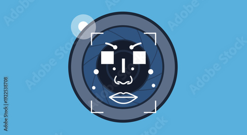 Facial Recognition Icon with Face Detection.