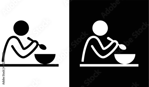 Simple yet striking illustration of a person enjoying a meal from a bowl