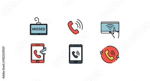 Call Missed Line art soft abstract style illustration