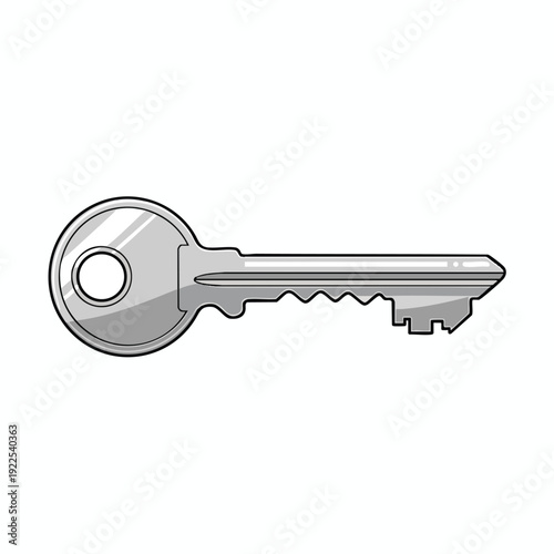 Close Up of a Metal Key on a White Background for Security and Access Solutions