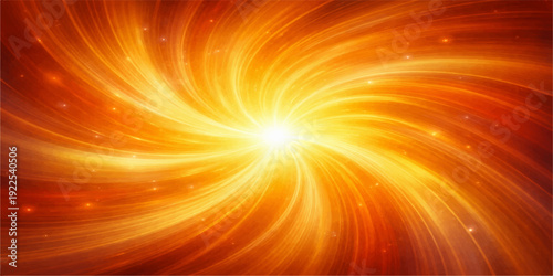 An abstract burst of orange and red energy shines with bright yellow rays, creating a warm glowing design of light and fire that resembles a hot sun explosion in space