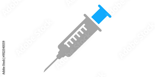 Isolated medical illustration of a plastic syringe and sharp needle equipment for hospital healthcare vaccination and drug treatment injection