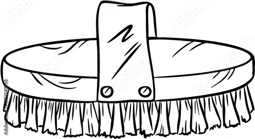 Hand drawn line art soft brush for horse grooming isolated on transparent background
