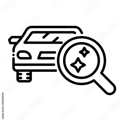 Car Inspection Icon: Auto Detailing and Maintenance Concept