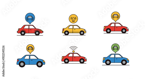 Car Sharing Line art colorful modern vector