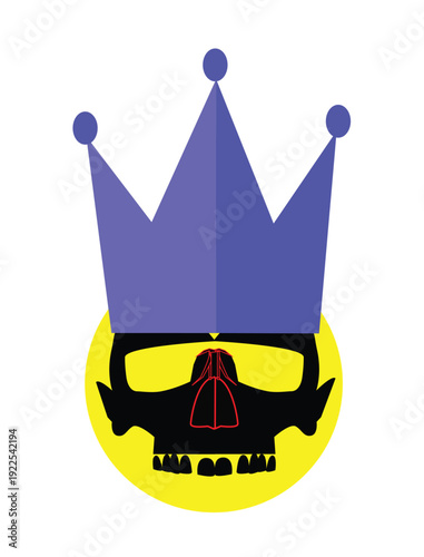 King skull game logo with crown, isolated on the white background, vector illustration