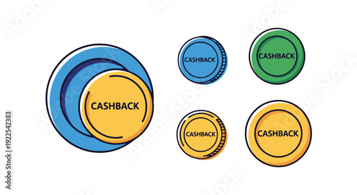 Cashback Reward Coin abstract clean color vector