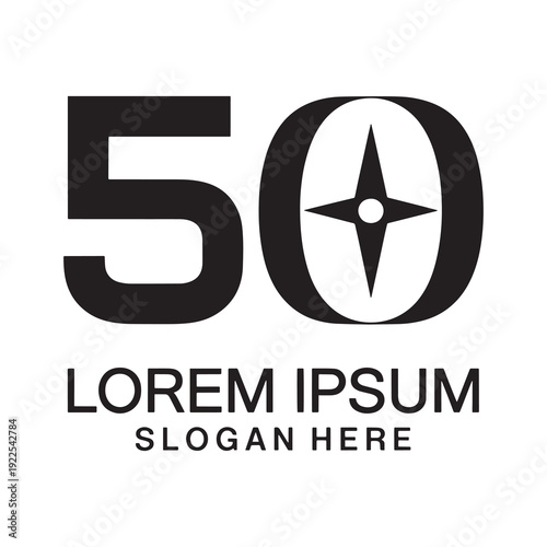 Modern 50th anniversary logo design with compass symbol and bold text