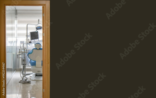 dental clinic room and empty clinic wall