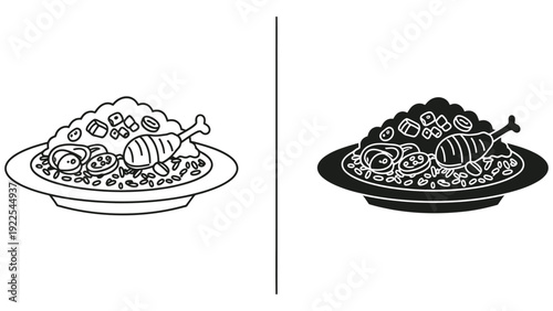 set of vector icons of food and drinks