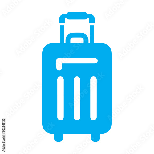 Blue Suitcase with Wheels and Handle.