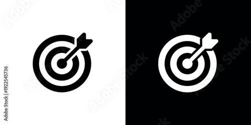 Black and white target with arrows on white and black backgrounds 1