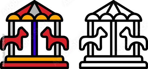 Carousel swing ride amusement park attraction rotating chairs carnival fairground icon