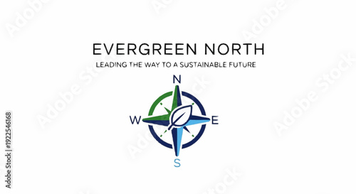 Compass with Green Leaf Logo Design.