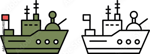 Military Warship Navy Boat Vector Illustration