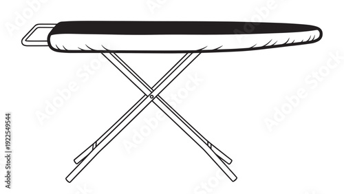 Sturdy ironing board set up for home laundry and garment care.