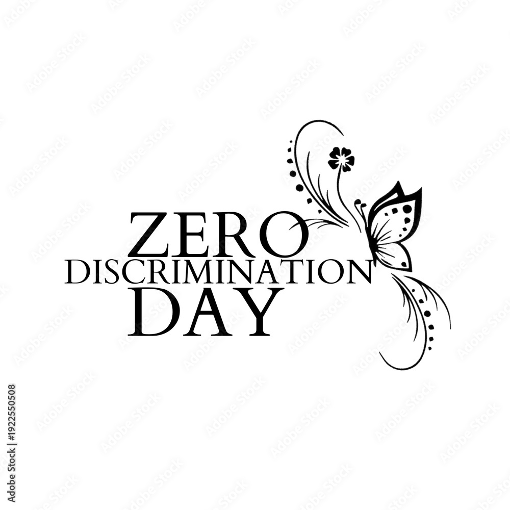 Fototapeta premium Zero Discrimination Day. Typography for Zero Discrimination Day on 1 March vector Illustration with linear butterfly.