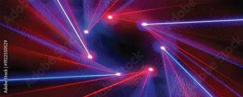Radial motion blur background. 3d speedy neon background design with ultra violet and blue laser light circle. Long time exposure vector. Concept of cyber highway, digital hyperspace or speed of light