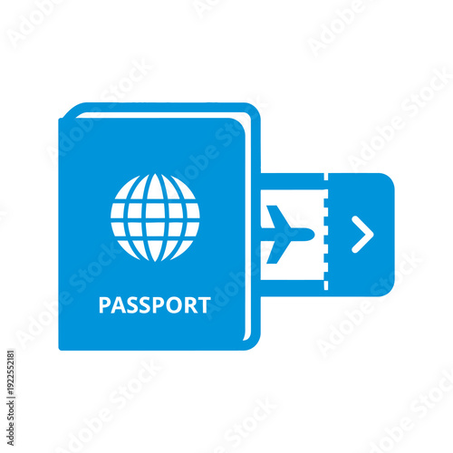 Passport and Airline Ticket Icon Illustration.