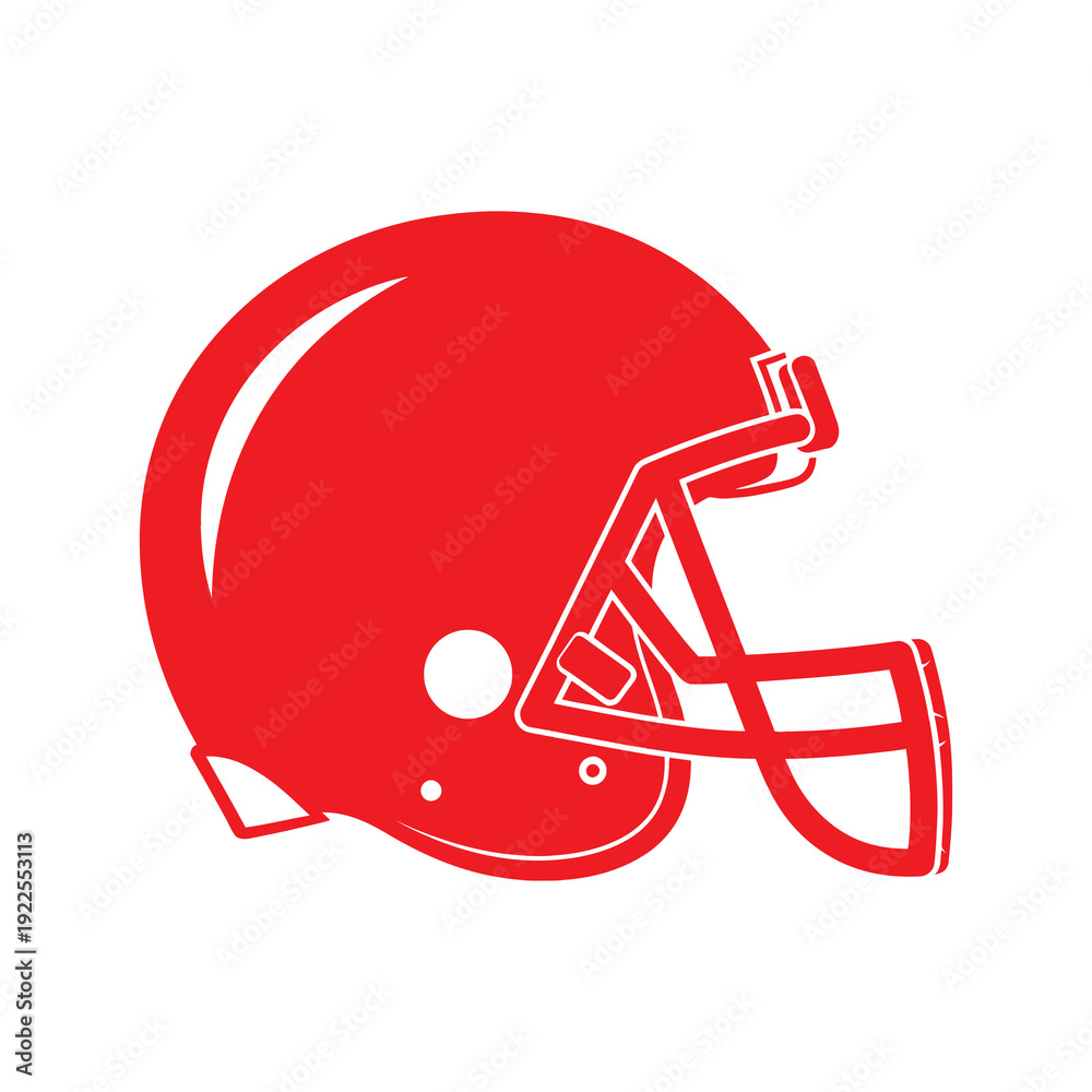 Fototapeta premium Red Football Helmet Side View Illustration.