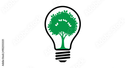 Eco-friendly light bulb with green tree inside symbolizing sustainable ideas.