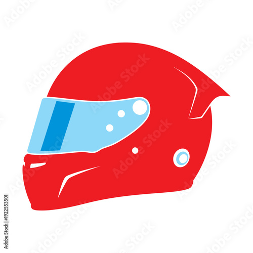 Red Racing Helmet with Visor.
