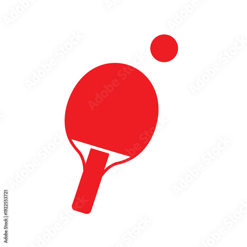 Red Table Tennis Paddle and Ball.