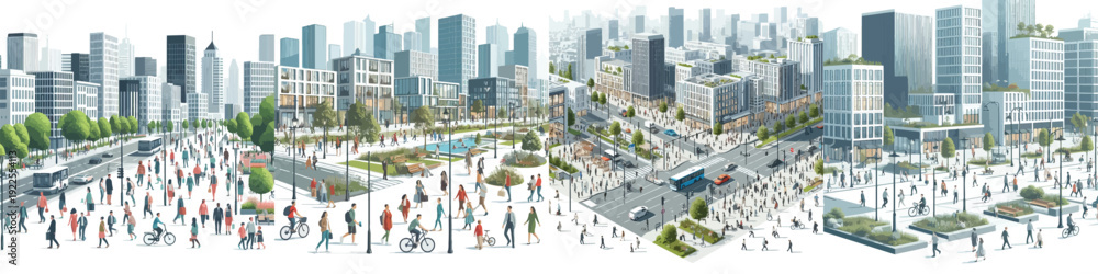 Obraz premium Vector set of Urban Society on white background