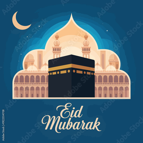 Eid Mubarak premium vector illustration greeting card and template. 