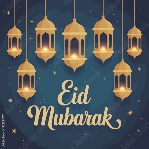 Eid Mubarak premium vector illustration greeting card and template. 