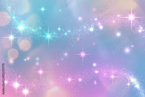 Magical galaxy background with sparkling stars and bokeh