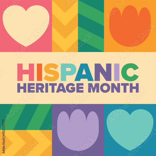 National Hispanic Heritage Month in September and October. Hispanic and Latino Americans culture. Celebrate annual in United States. Poster, card, banner and background. Vector illustration