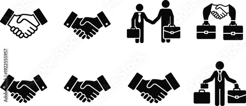 Business partnership icon set for teamwork and collaboration concepts