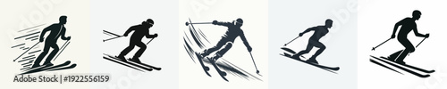 Silhouette Vector Illustration of a Person Skiing