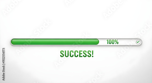 Progress to Triumph: A digital progress bar, filled with vibrant green, reaches completion, signifying ultimate success and the attainment of a goal.