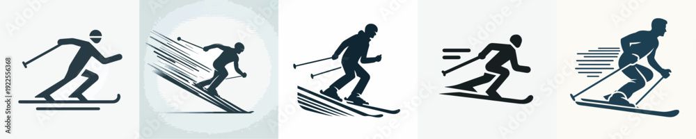 Fototapeta premium Silhouette Vector Illustration of a Person Skiing