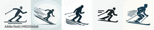 Silhouette Vector Illustration of a Person Skiing