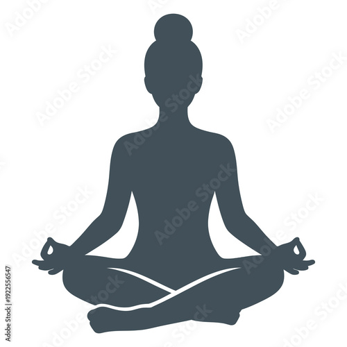 Woman Meditating in Lotus Position Silhouette.