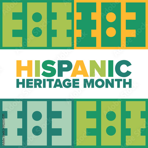 National Hispanic Heritage Month in September and October. Hispanic and Latino Americans culture. Celebrate annual in United States. Poster, card, banner and background. Vector illustration