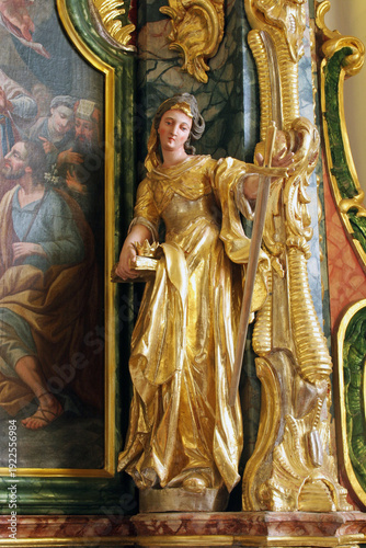 Saint Elizabeth of Hungary, statue on the altar of the Engagement of the Virgin Mary in the Parish Church of the Visitation of the Virgin Mary in Cucerje, Croatia