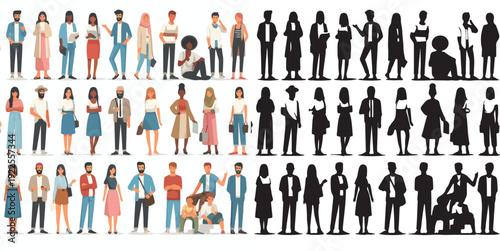 Collection of People Vectors and silhouettes set