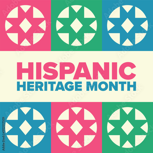 National Hispanic Heritage Month in September and October. Hispanic and Latino Americans culture. Celebrate annual in United States. Poster, card, banner and background. Vector illustration