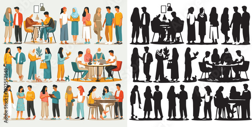 Collection of People Vectors and silhouettes set