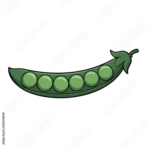 Green pea pod isolated on white background with fresh organic peas