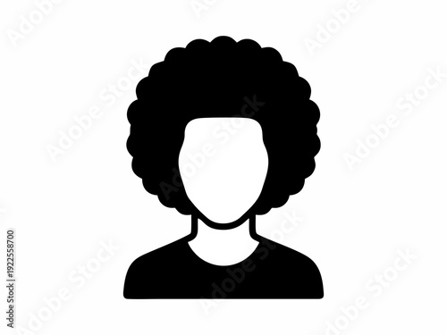 Young man or woman with afro curly hair silhouette avatar profile